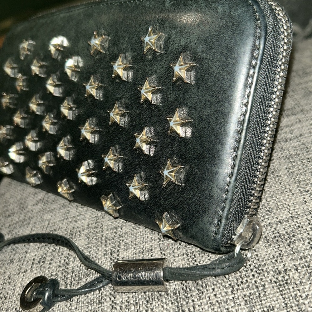 Jimmy Choo Filipa Long Wallet Black Silver Chrome Stars - Picture 3 of 15